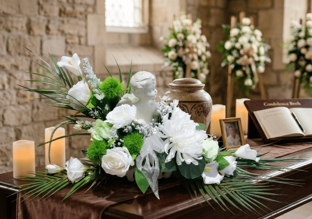 Fleurs pour urne en soie