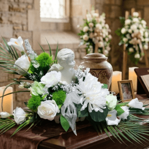Fleurs pour urne en soie