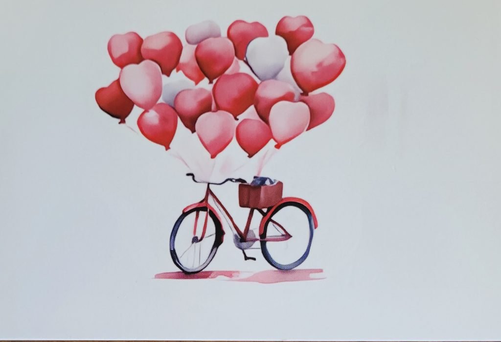carte sans texte vélo pour accompagner bouquet de fleurs