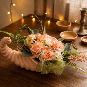 Corne d'abondance florale en fleurs de soie