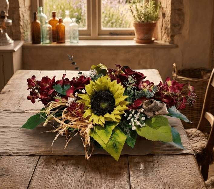 centre de table en soie Tournesol